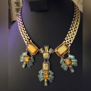 Sam Edelman Gold and Blue Geometric Necklace